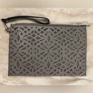 ALDO 🍒 Faux Leather Gray Cutout Wristlet Clutch NWOT